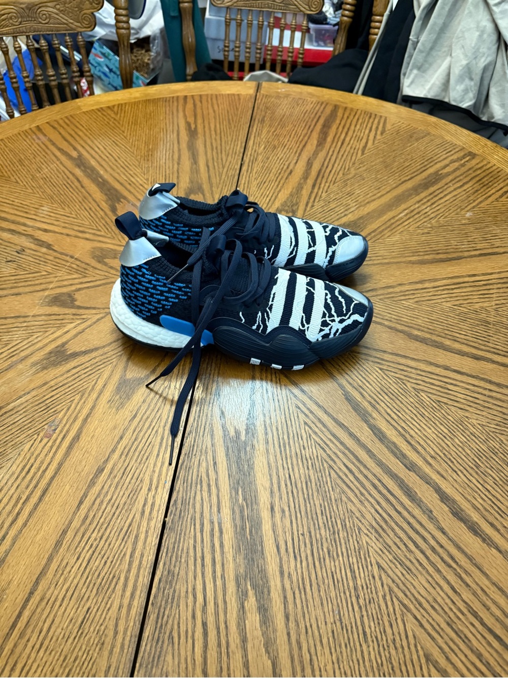 adidas Trae Young Navy and White Athletic Sneakers